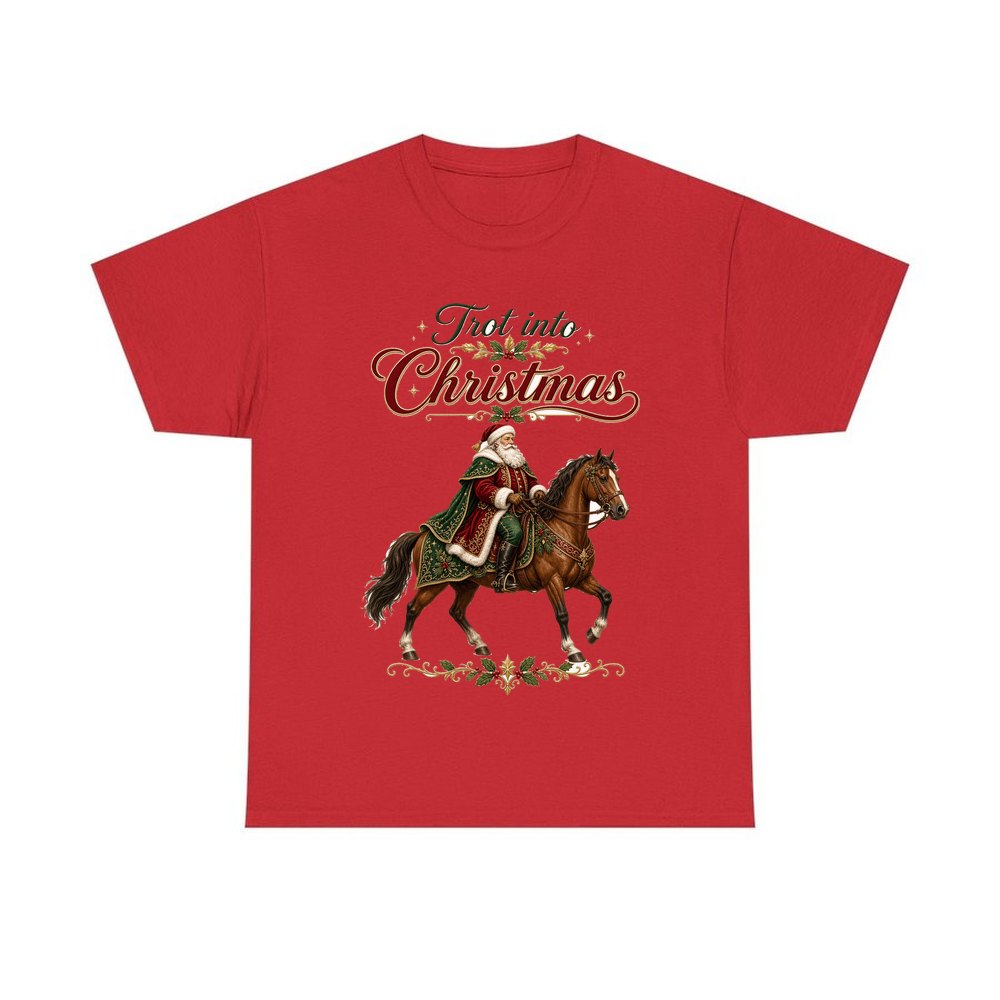 Trot Into Christmas personalised Christmas T-shirt in red