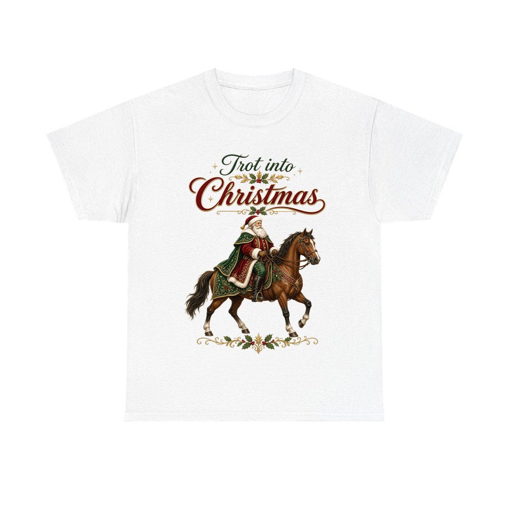 Trot Into Christmas personalised Christmas T-shirt in white