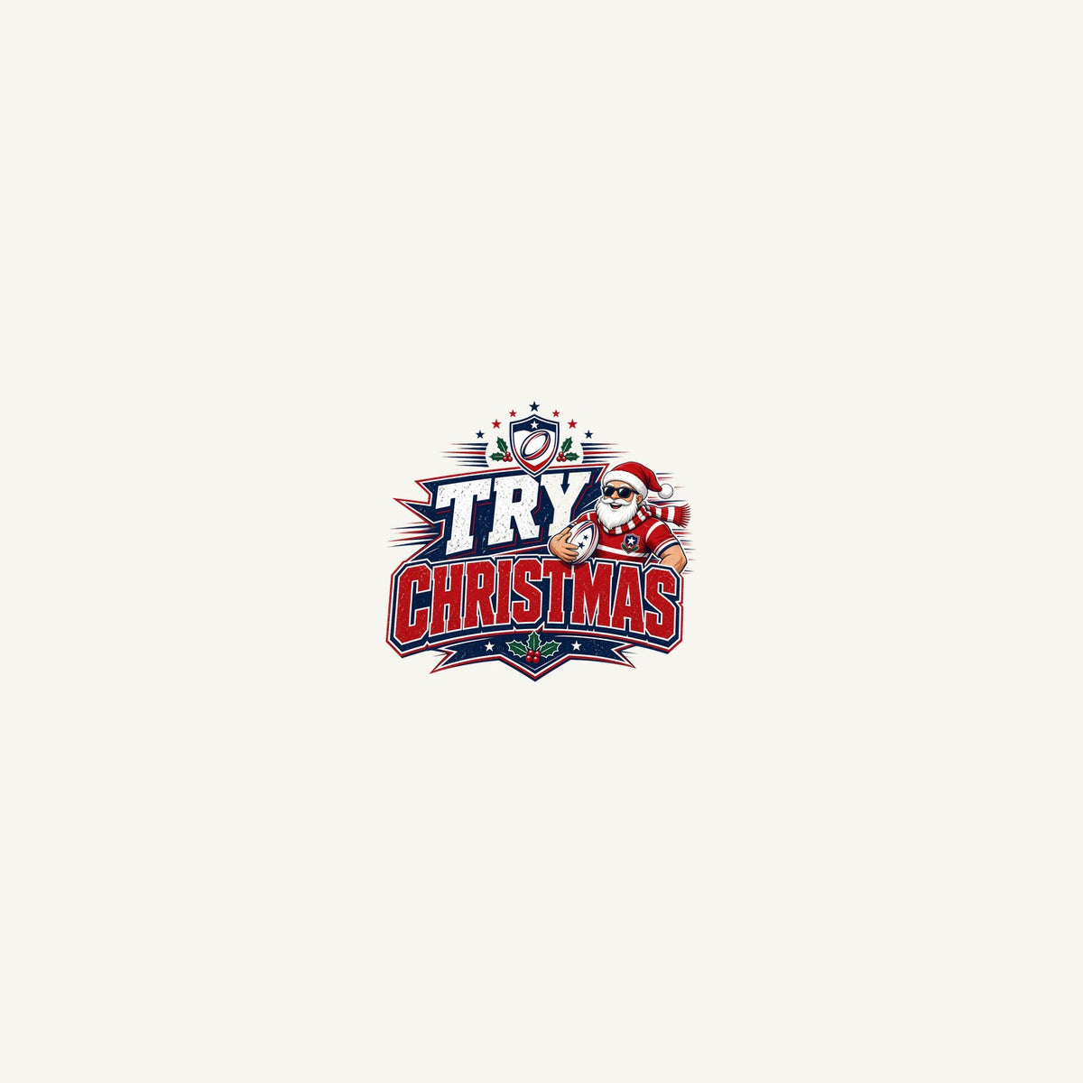 Try Christmas Rugby Santa Personalised Beach Towel