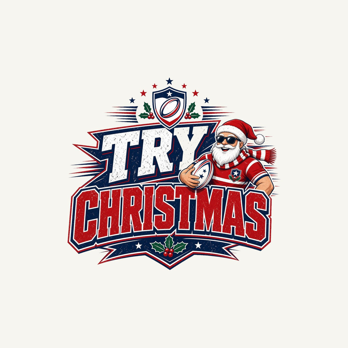 Try Christmas Rugby Santa Personalised Christmas Mug
