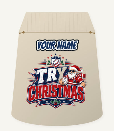 Try Christmas Rugby Santa Personalised Santa Sack
