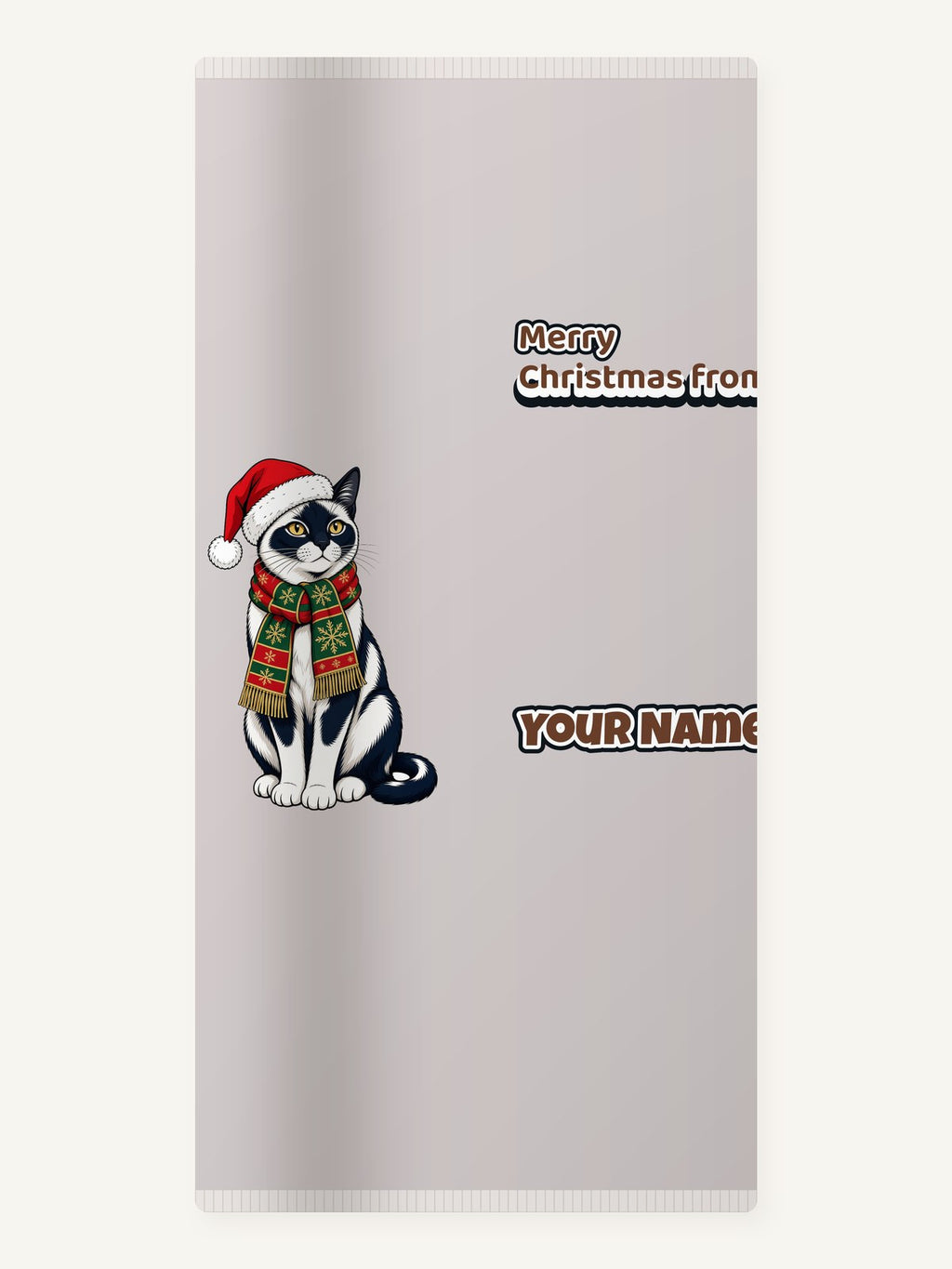 Tuxedo Cat in Santa Hat Personalised Beach Towel