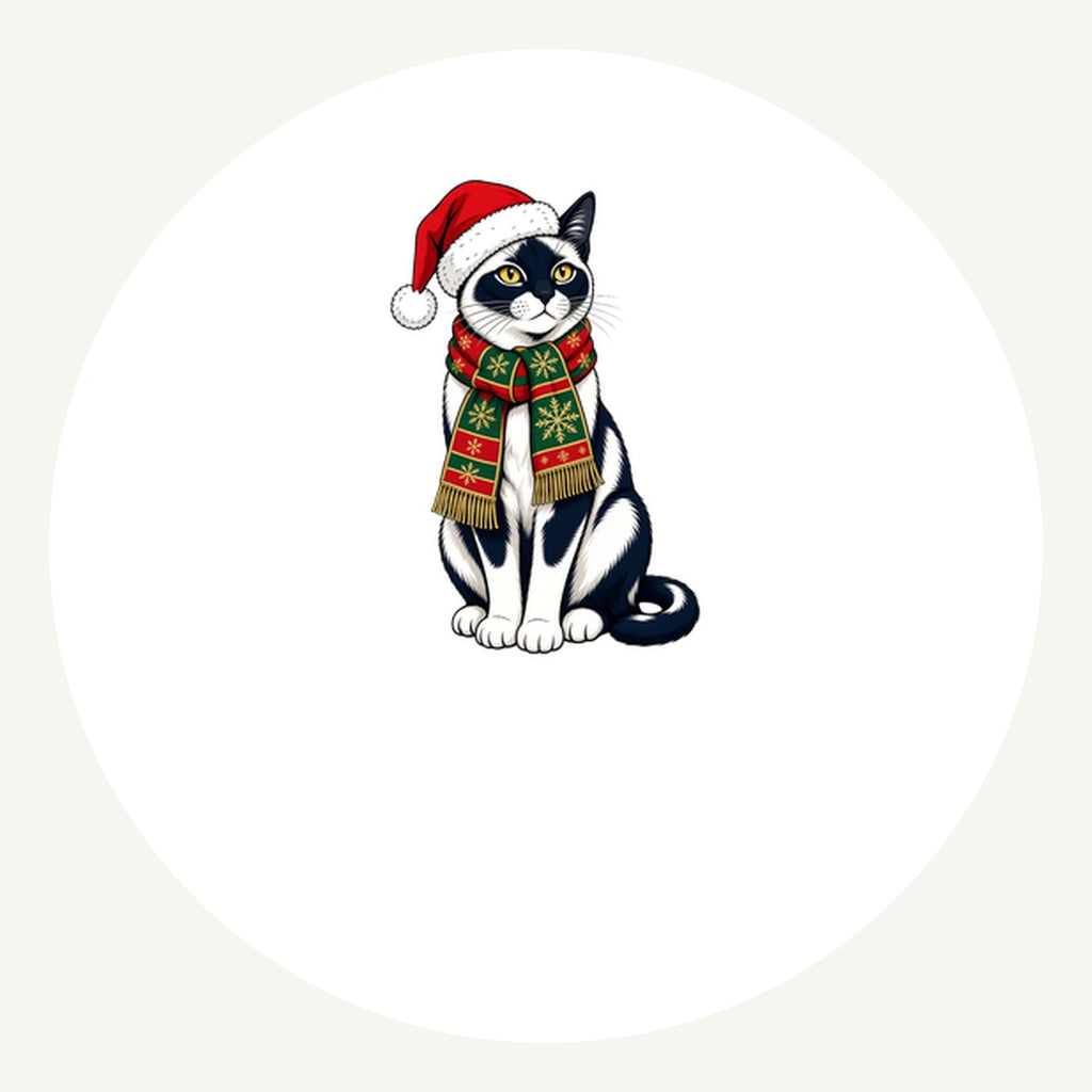 Tuxedo Cat in Santa Hat Personalised Pewter Christmas Ornament