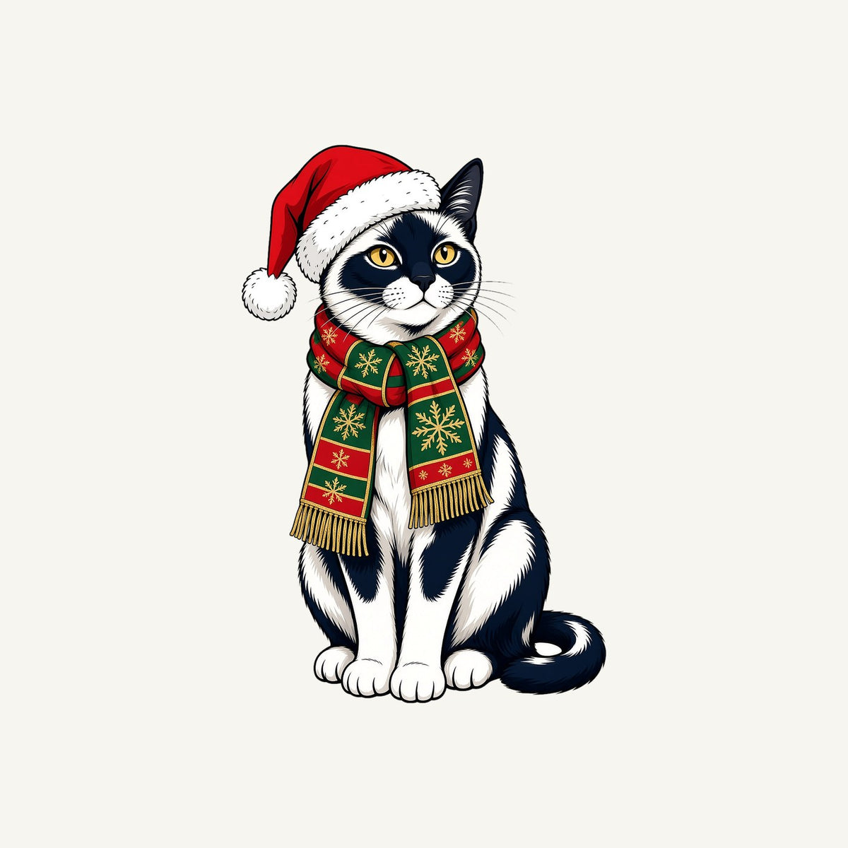 Tuxedo Cat in Santa Hat Personalised Christmas T-Shirt and Hoodie