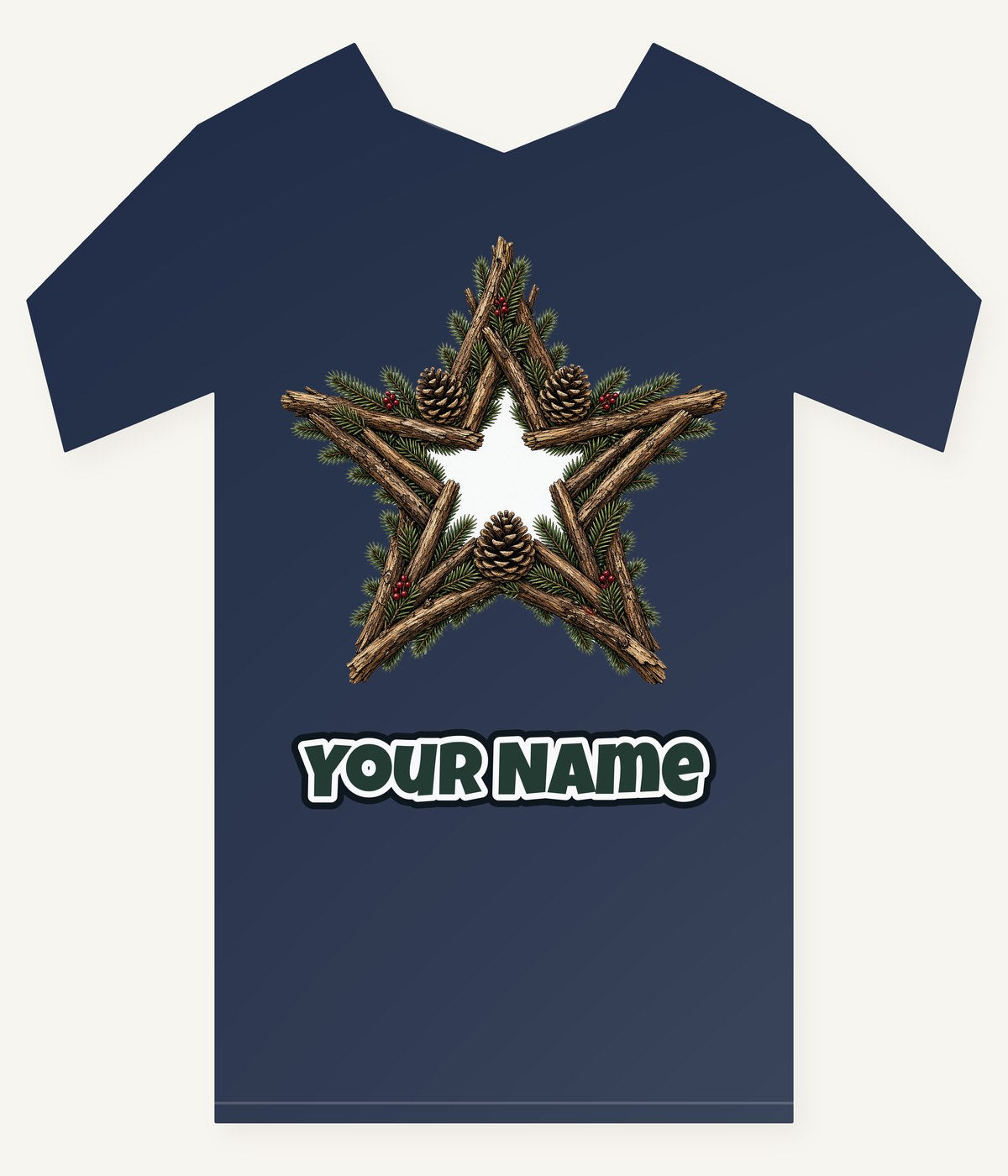 Twig Star With Pinecones Personalised Kids Tee and Baby Bodysuit