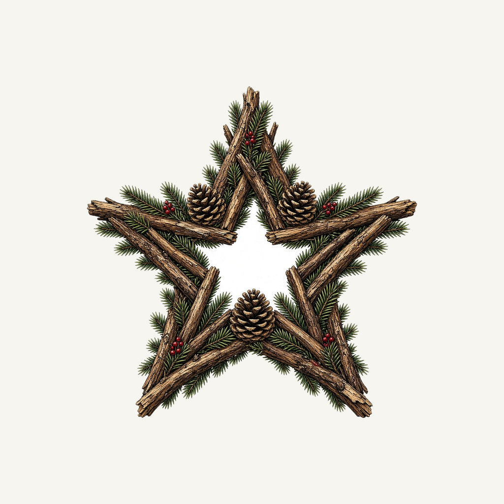 Twig Star With Pinecones Personalised Kids Tee and Baby Bodysuit