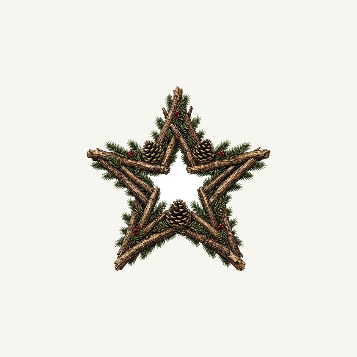 Twig Star With Pinecones Personalised Christmas Mug
