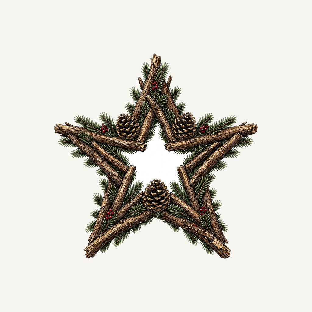 Twig Star With Pinecones Personalised Santa Sack