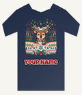 Ugly Christmas Jumper Reindeer Personalised Kids Tee and Baby Bodysuit