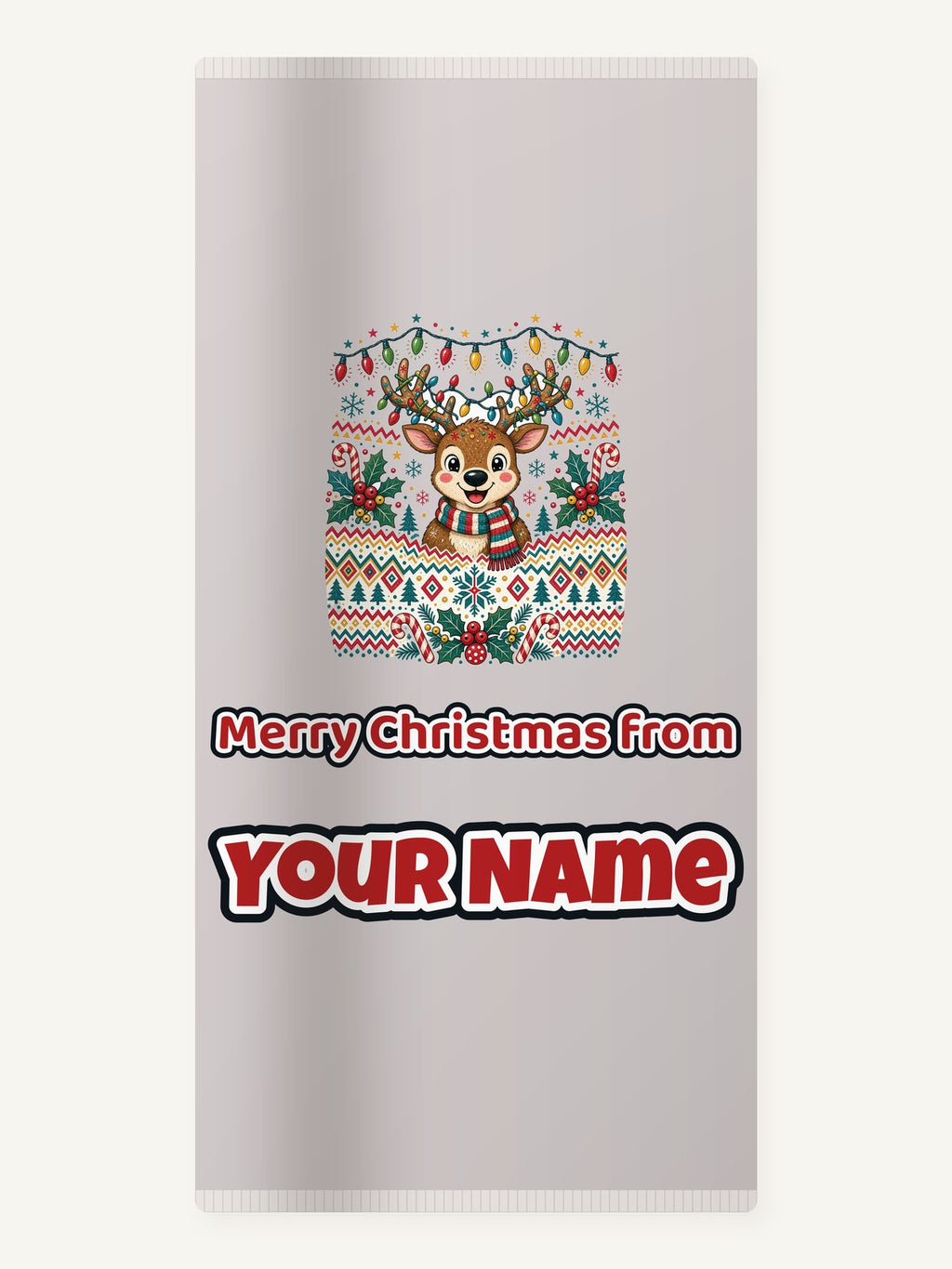 Ugly Christmas Jumper Reindeer Personalised Beach Towel