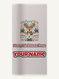 Ugly Christmas Jumper Reindeer Personalised Beach Towel