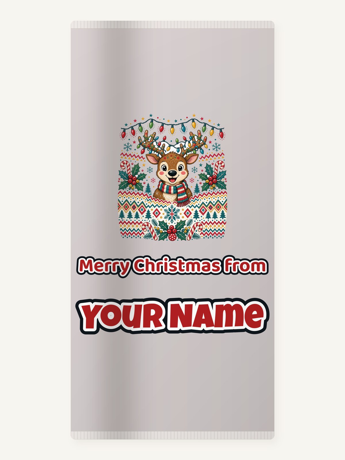 Ugly Christmas Jumper Reindeer Personalised Beach Towel