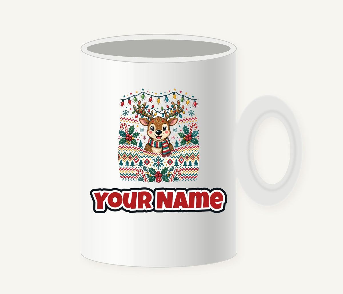 Ugly Christmas Jumper Reindeer Personalised Christmas Mug