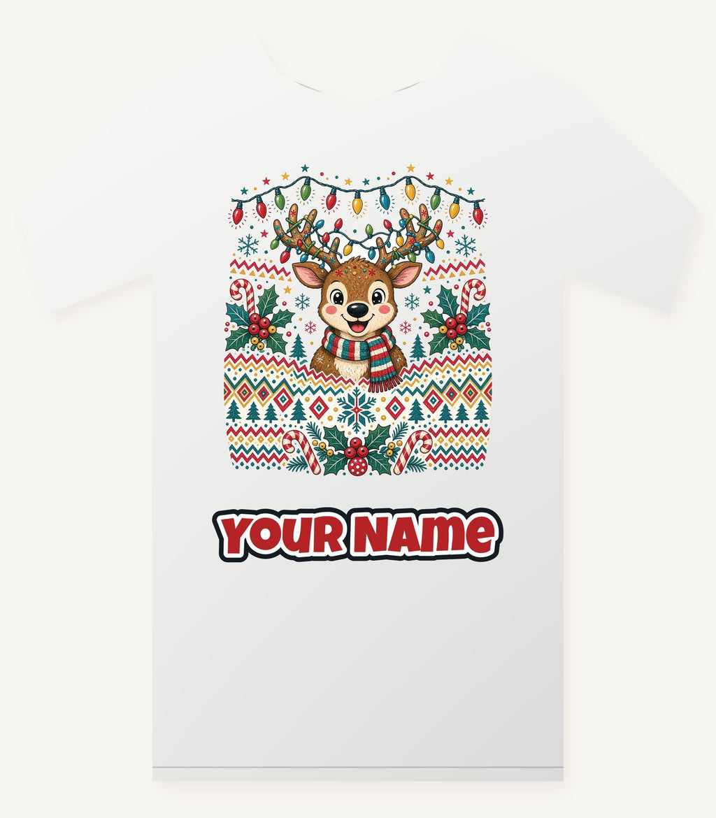 Ugly Christmas Jumper Reindeer Personalised Christmas T-Shirt and Hoodie
