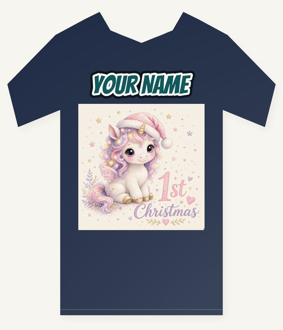Unicorn First Christmas Personalised Kids and Baby Christmas Tee