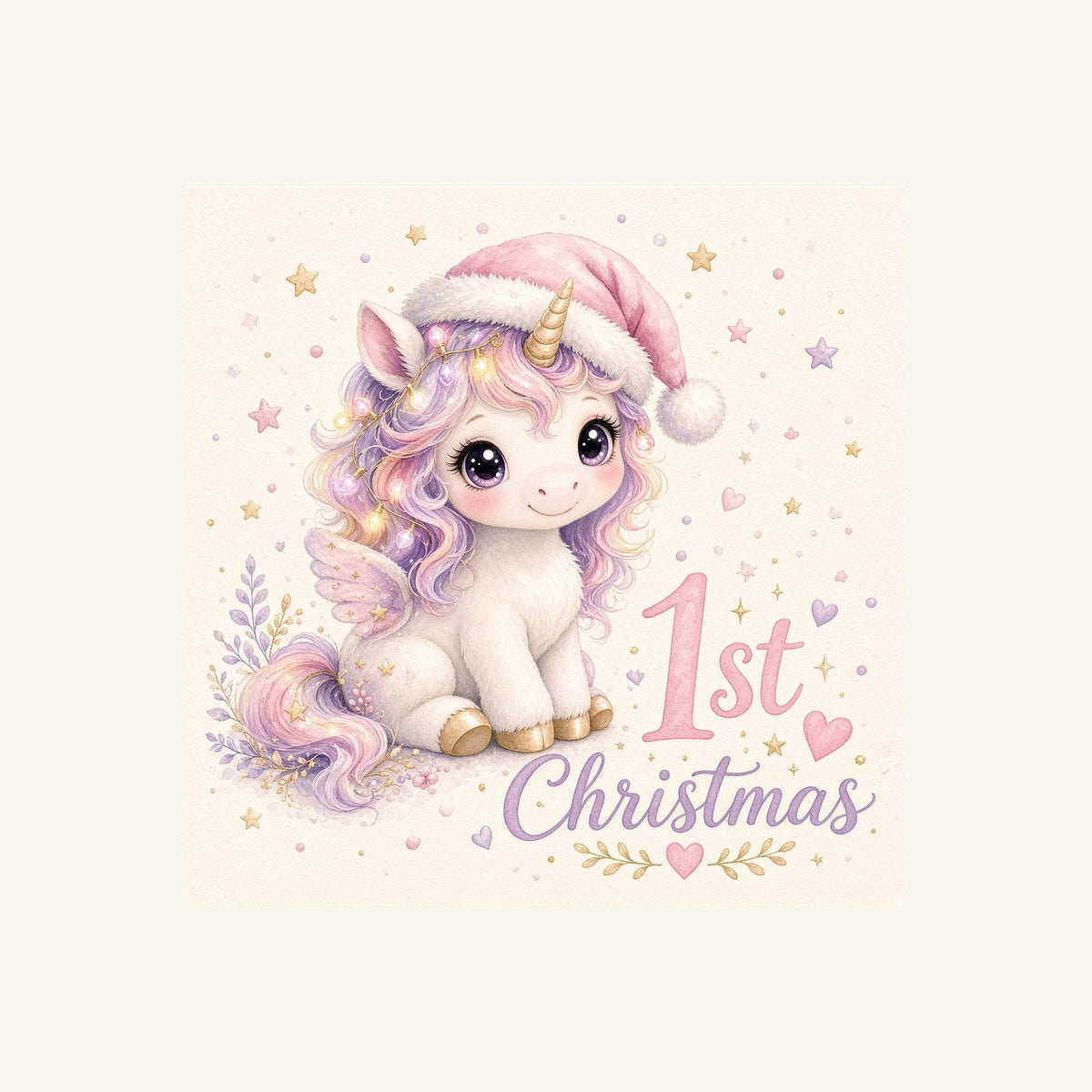 Unicorn First Christmas Personalised Kids Tee and Baby Bodysuit