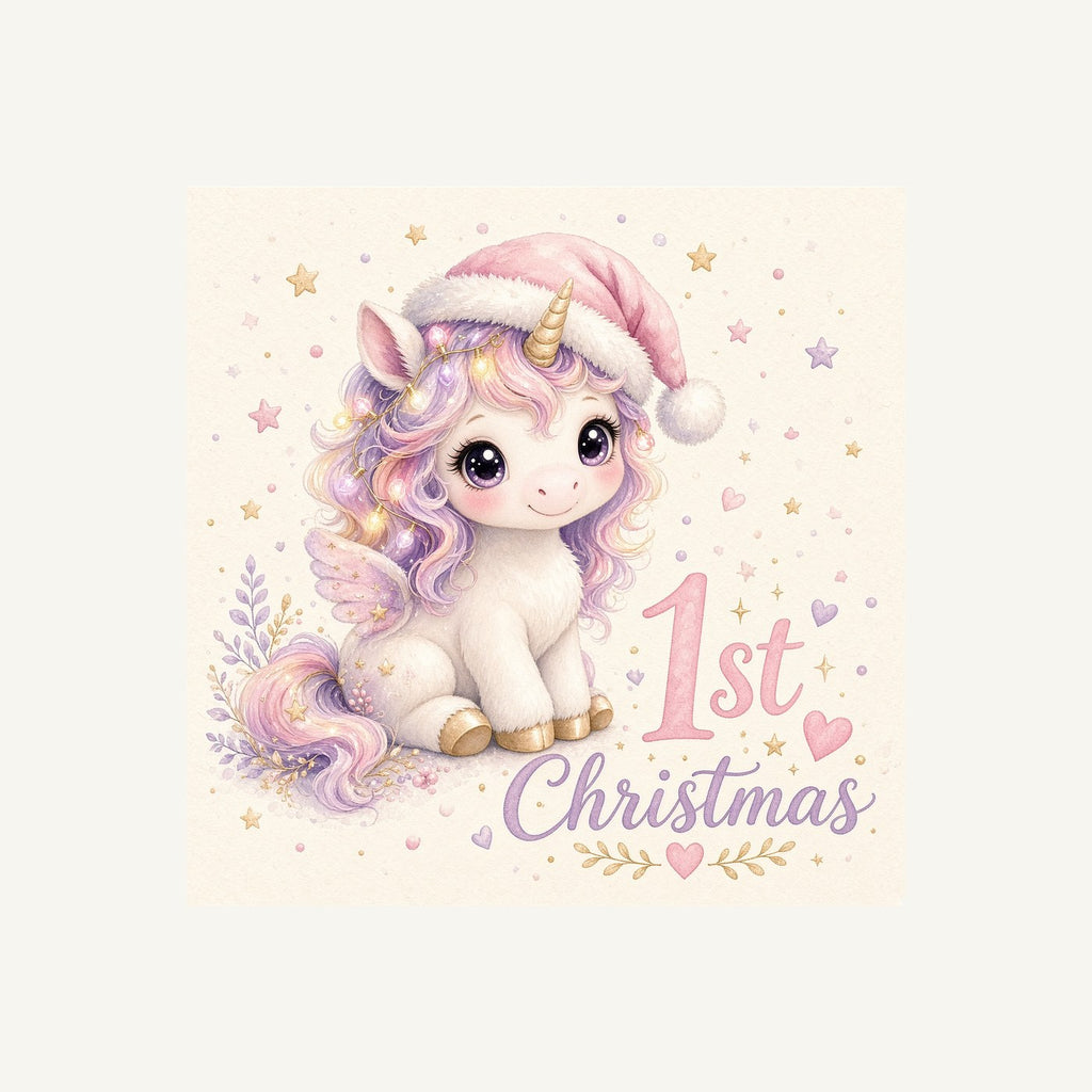 Unicorn First Christmas Personalised Kids and Baby Christmas Tee