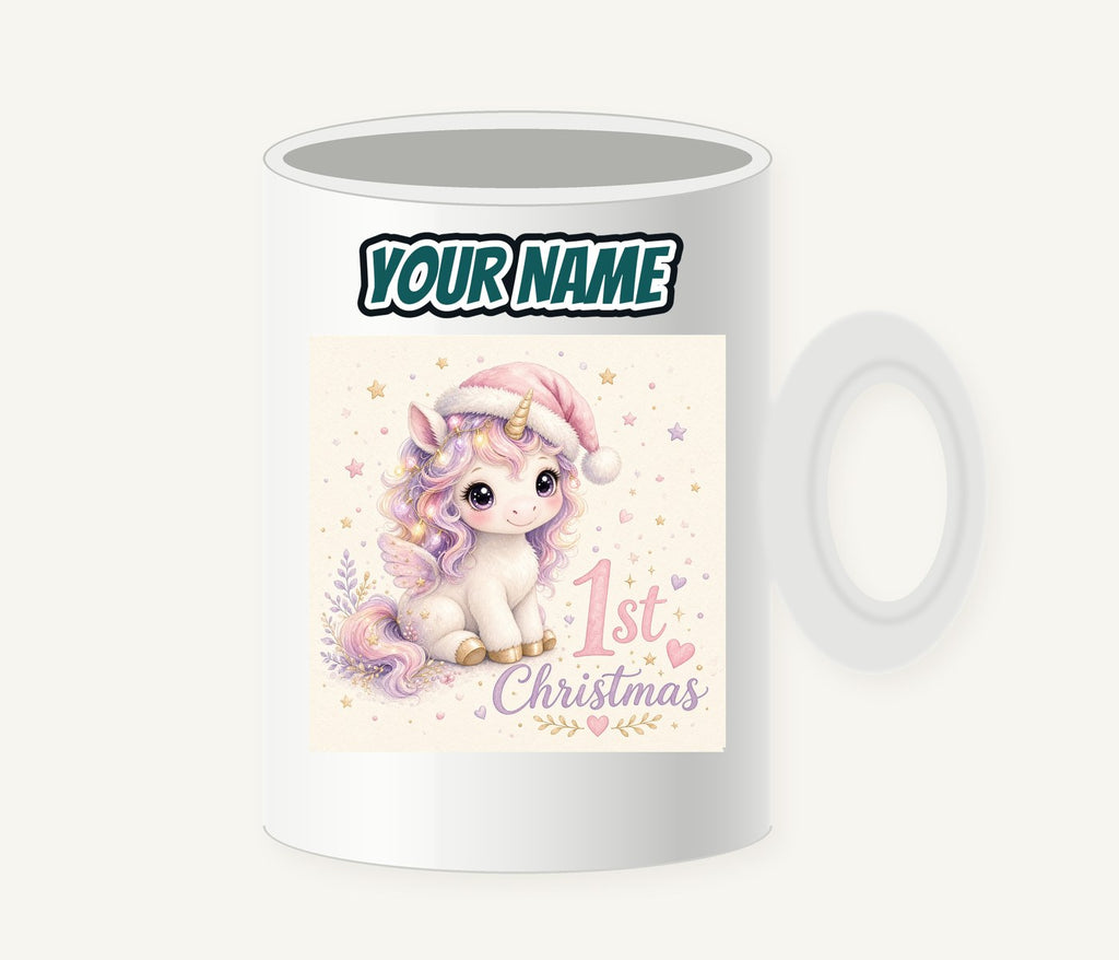 Unicorn First Christmas Personalised Christmas Mug