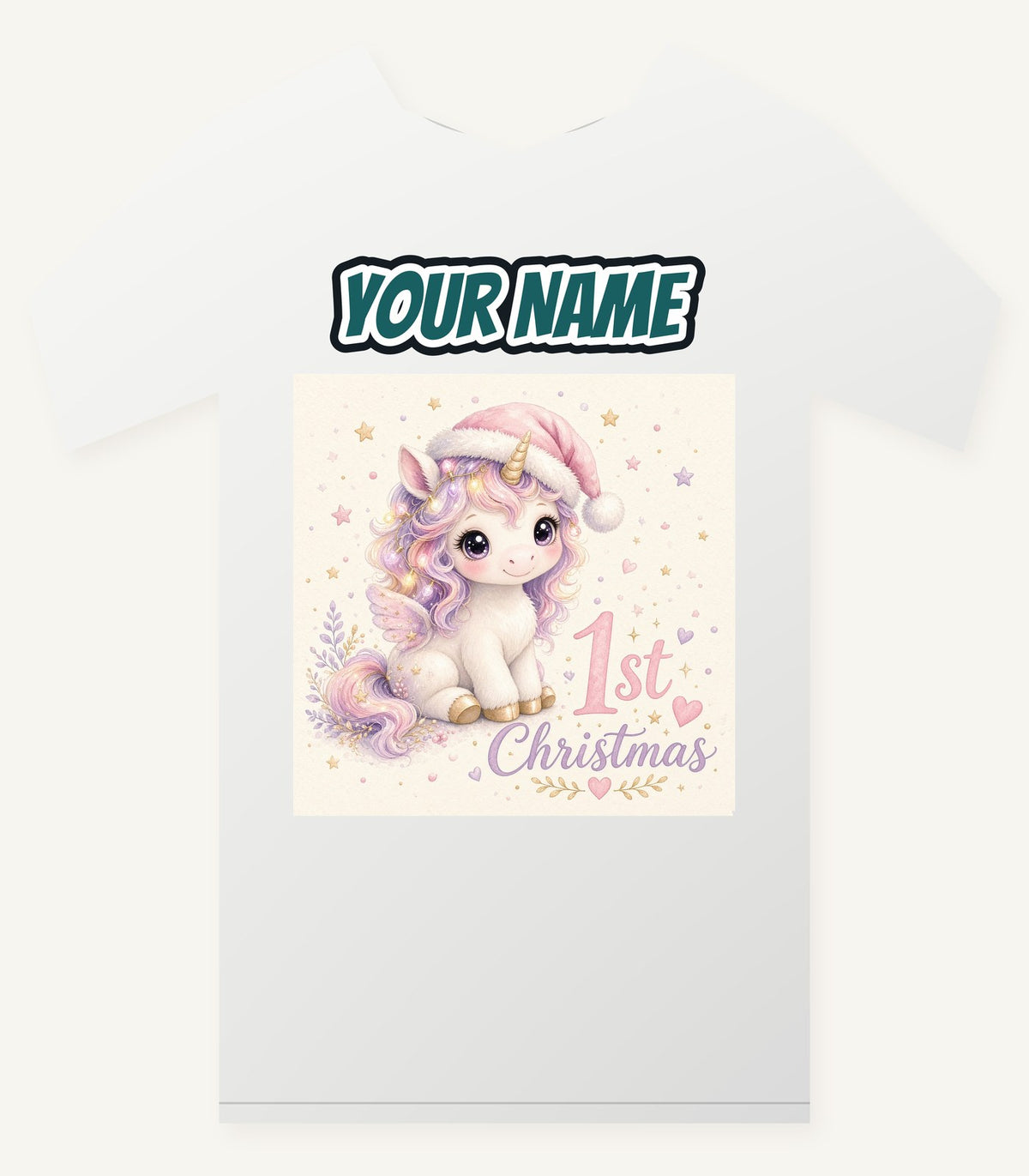 Unicorn First Christmas Personalised Christmas T-Shirt and Hoodie