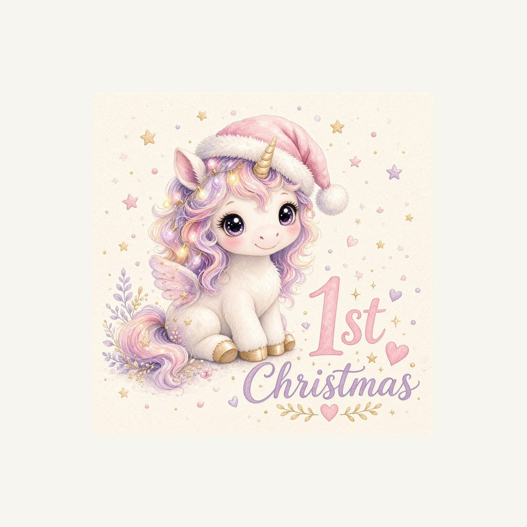 Unicorn First Christmas Personalised Christmas T-Shirt and Hoodie