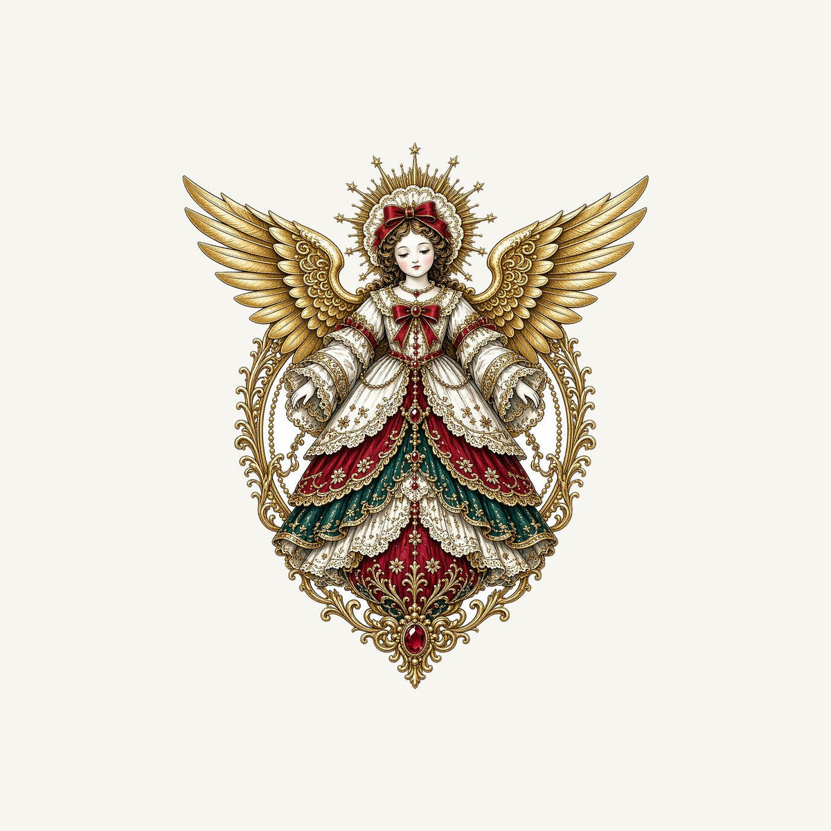 Victorian Angel Ornament Christmas artwork, the design printed on the personalised stocking