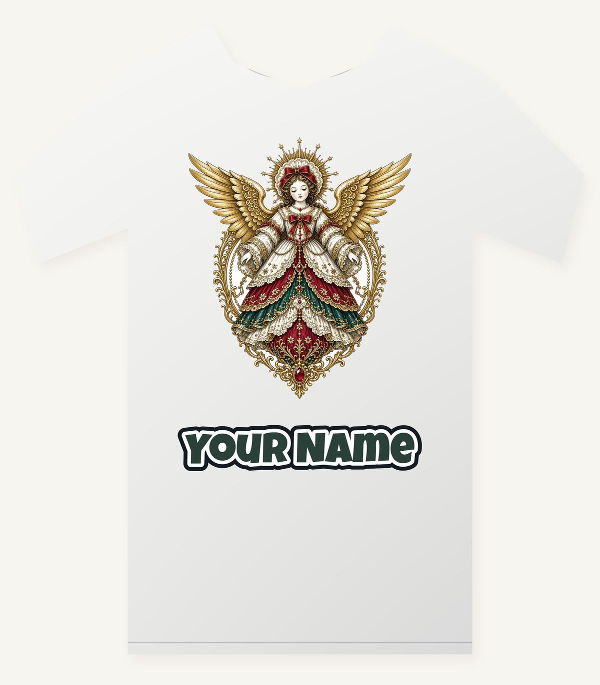 Victorian Angel Ornament Personalised Christmas T-Shirt and Hoodie