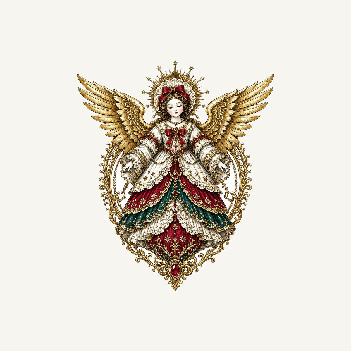 Victorian Angel Ornament Personalised Christmas T-Shirt and Hoodie