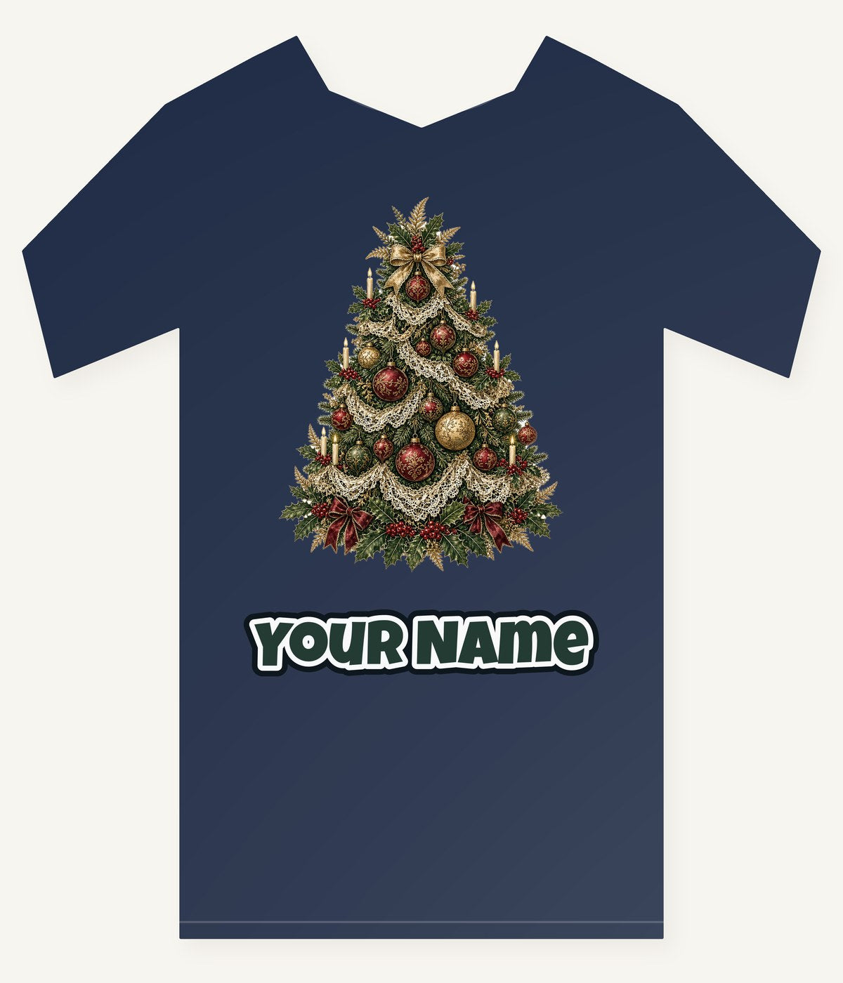 Victorian Christmas Tree Personalised Kids Tee and Baby Bodysuit