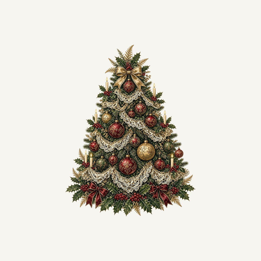 Victorian Christmas Tree Personalised Kids Tee and Baby Bodysuit