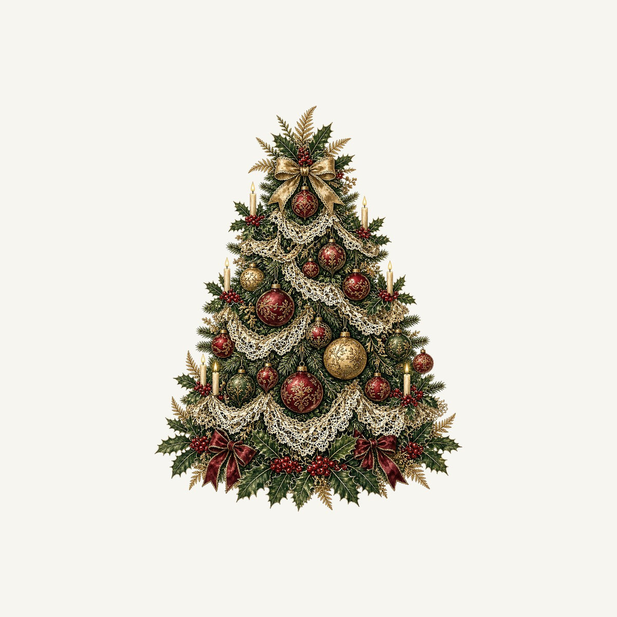 Victorian Christmas Tree Personalised Kids Tee and Baby Bodysuit