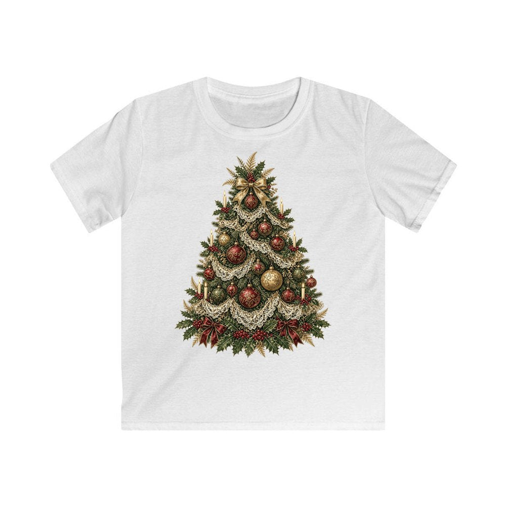 Victorian Christmas Tree personalised kids Christmas tee in white