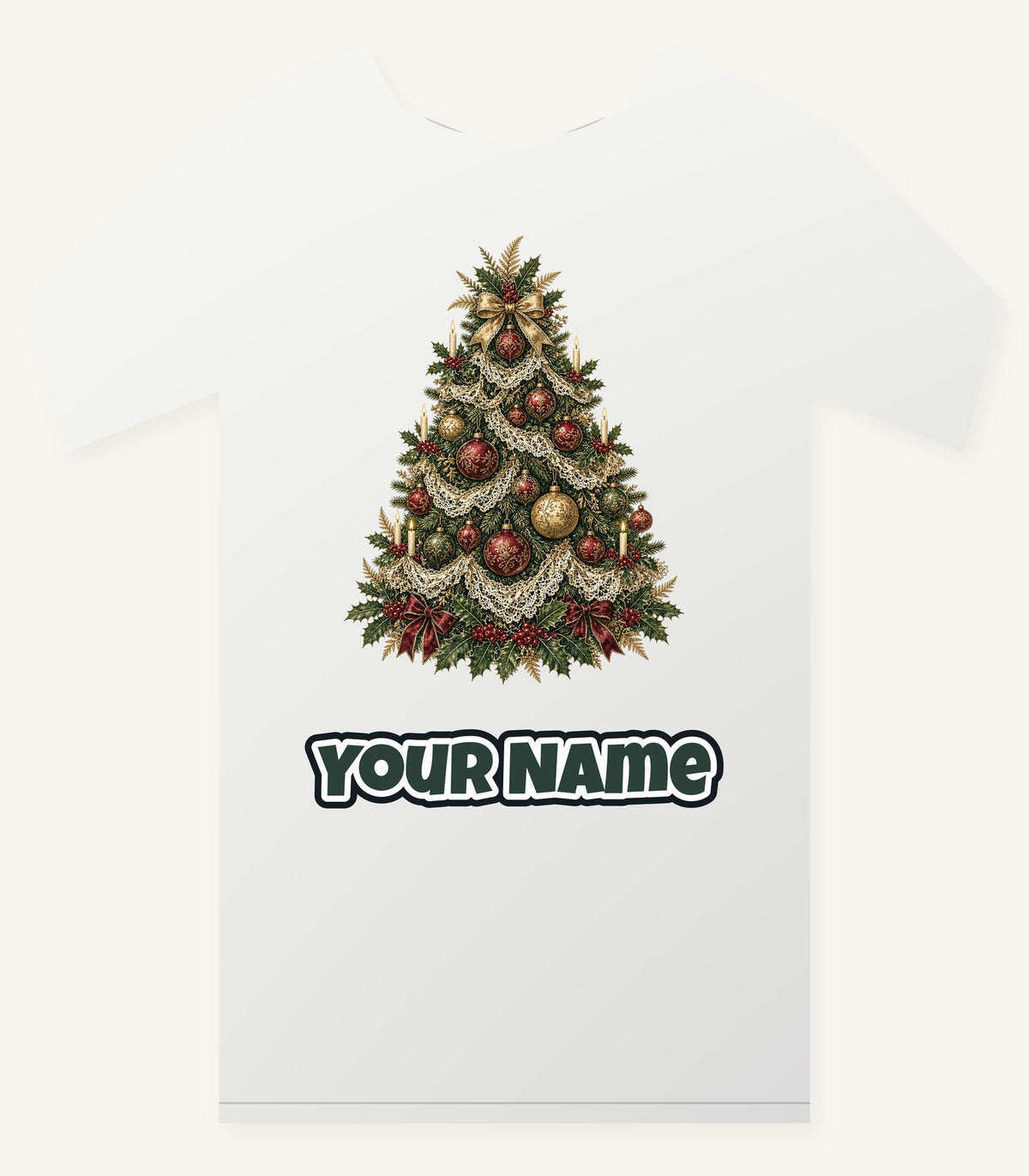 Victorian Christmas Tree Personalised Christmas T-Shirt and Hoodie