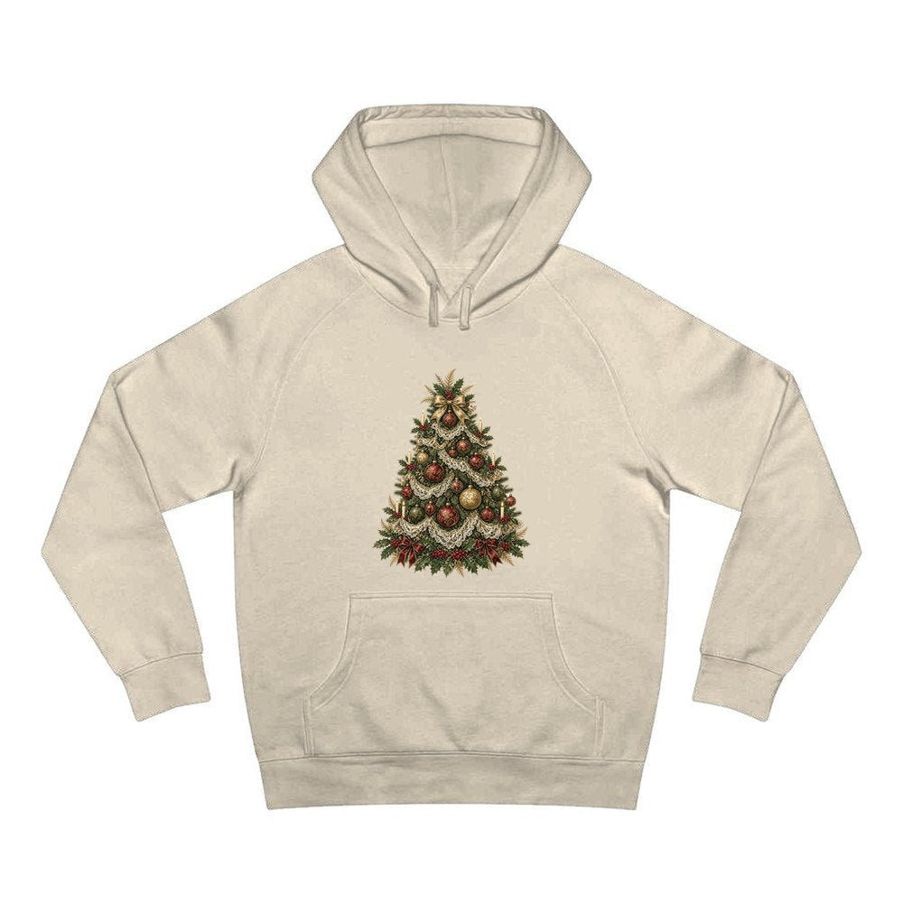 Victorian Christmas Tree personalised Christmas hoodie in sand