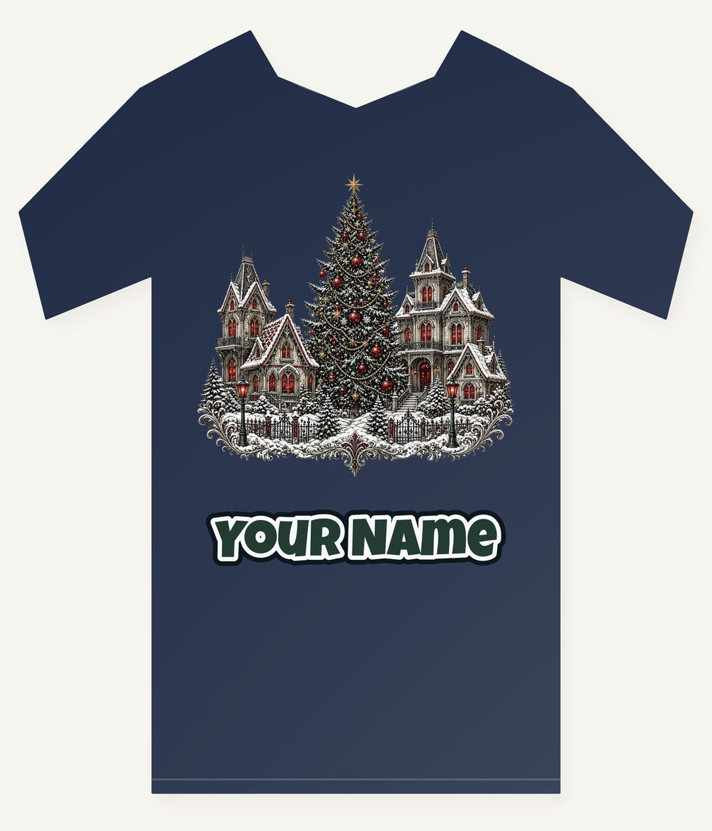 Victorian Christmas Village Personalised Kids Tee and Baby Bodysuit