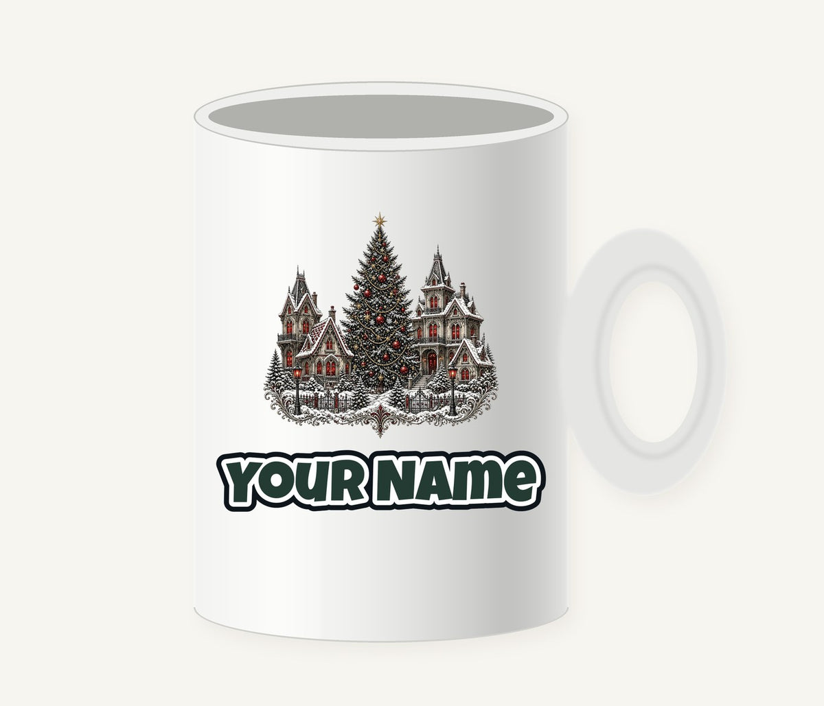 Victorian Christmas Village Personalised Christmas Mug