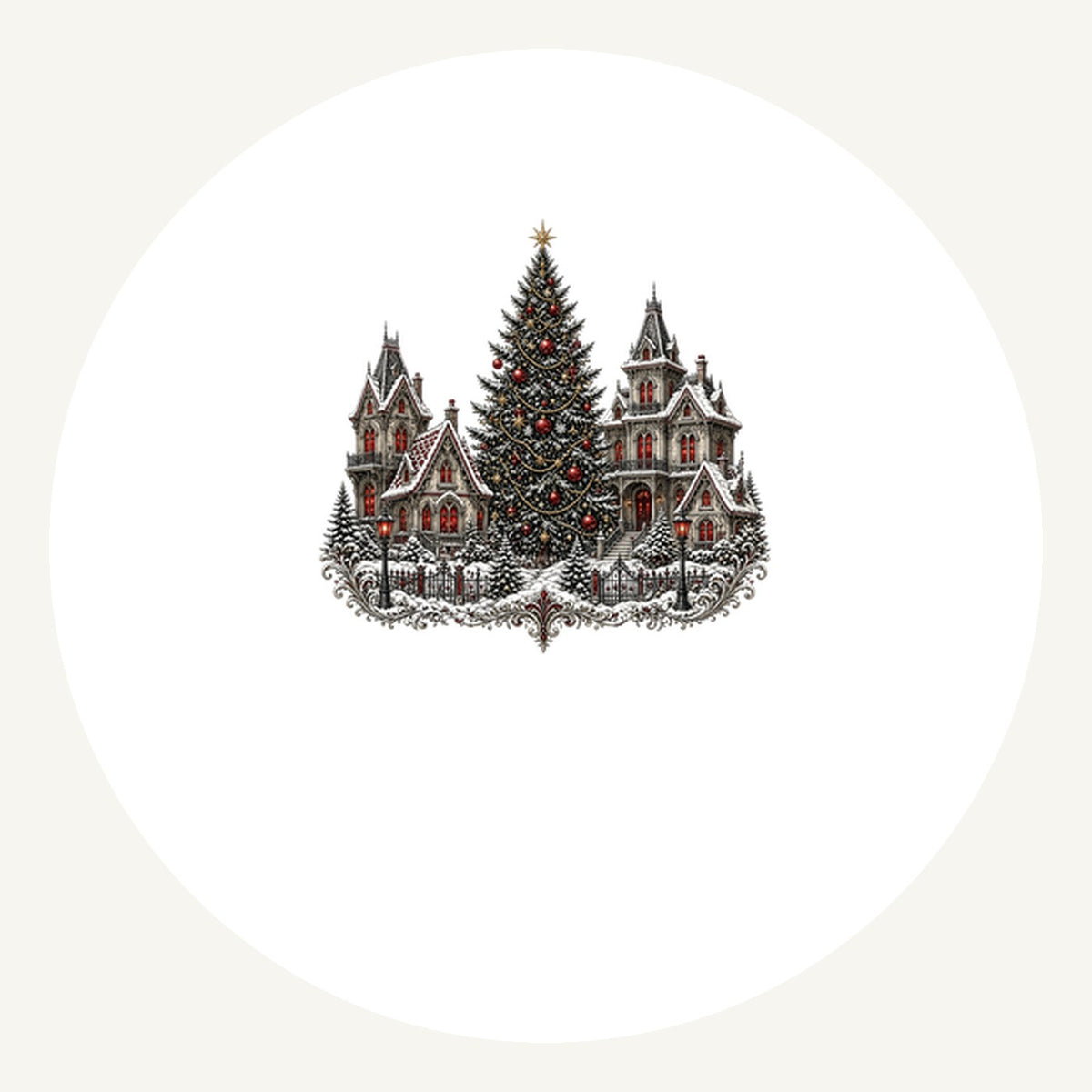 Victorian Christmas Village Personalised Pewter Christmas Ornament