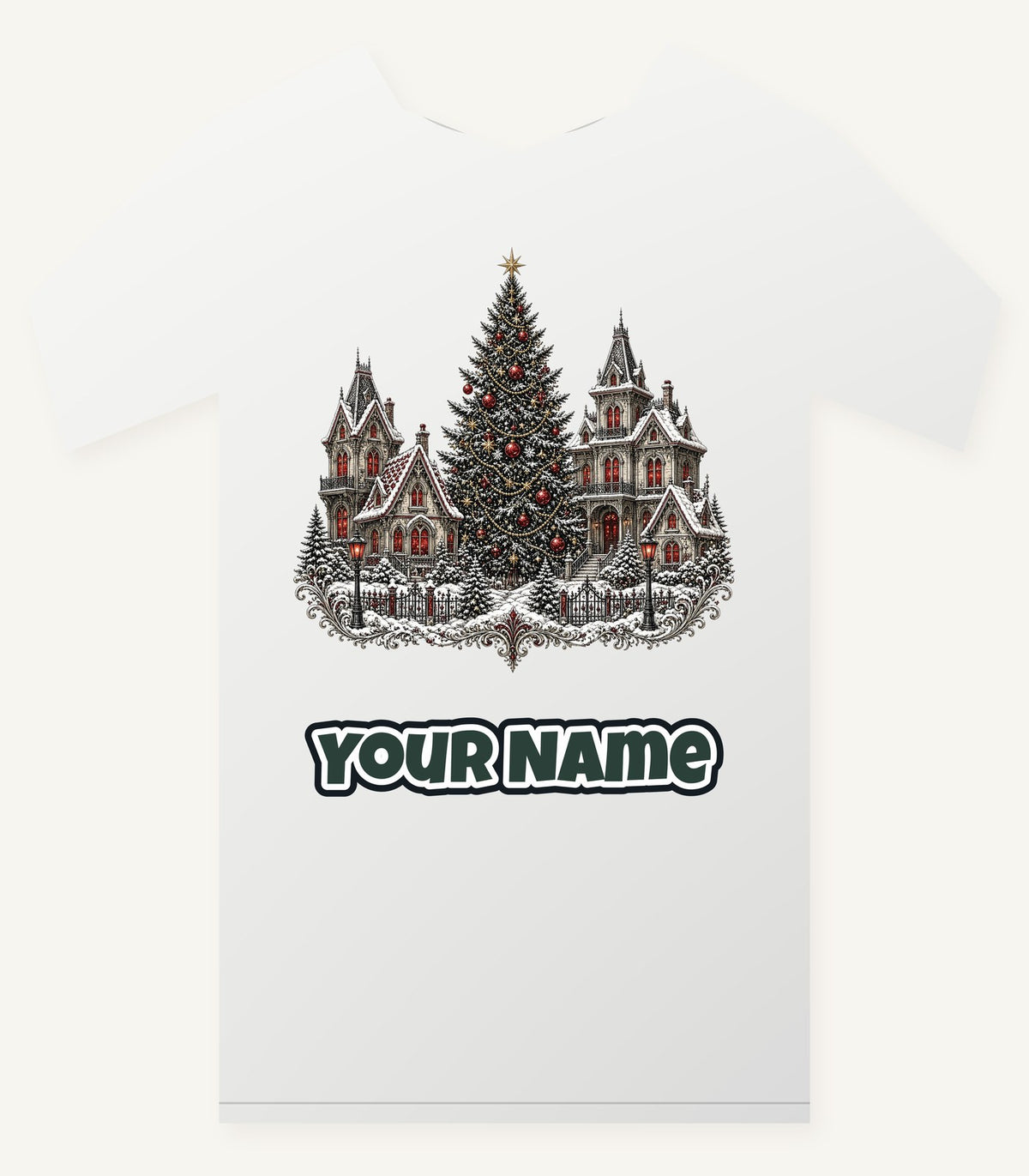 Victorian Christmas Village Personalised Christmas T-Shirt and Hoodie