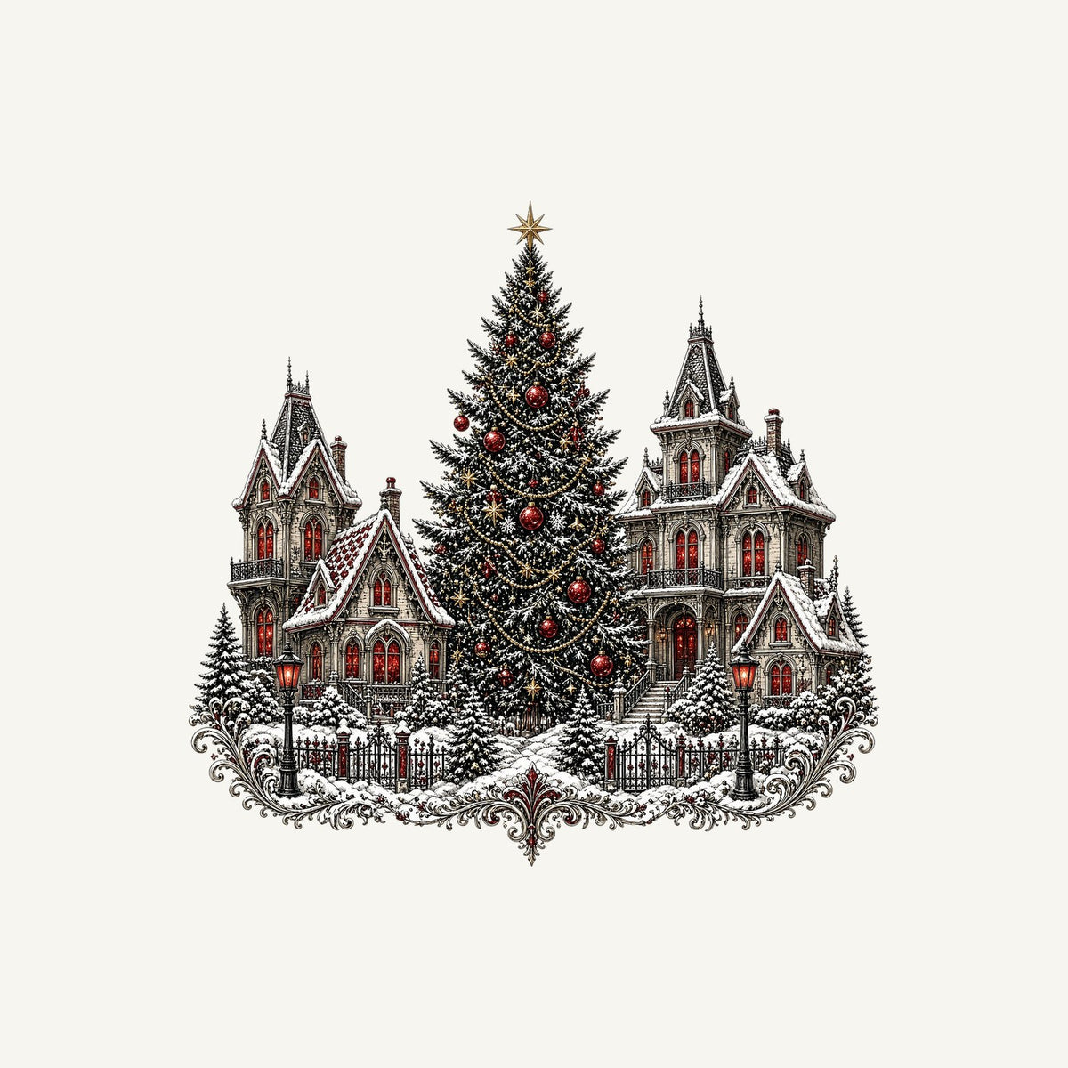 Victorian Christmas Village Personalised Christmas T-Shirt and Hoodie