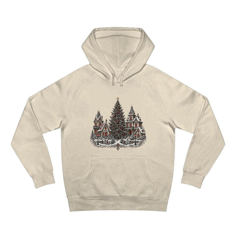 Victorian Christmas Village personalised Christmas hoodie in sand