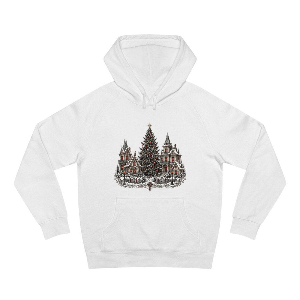 Victorian Christmas Village personalised Christmas hoodie in white