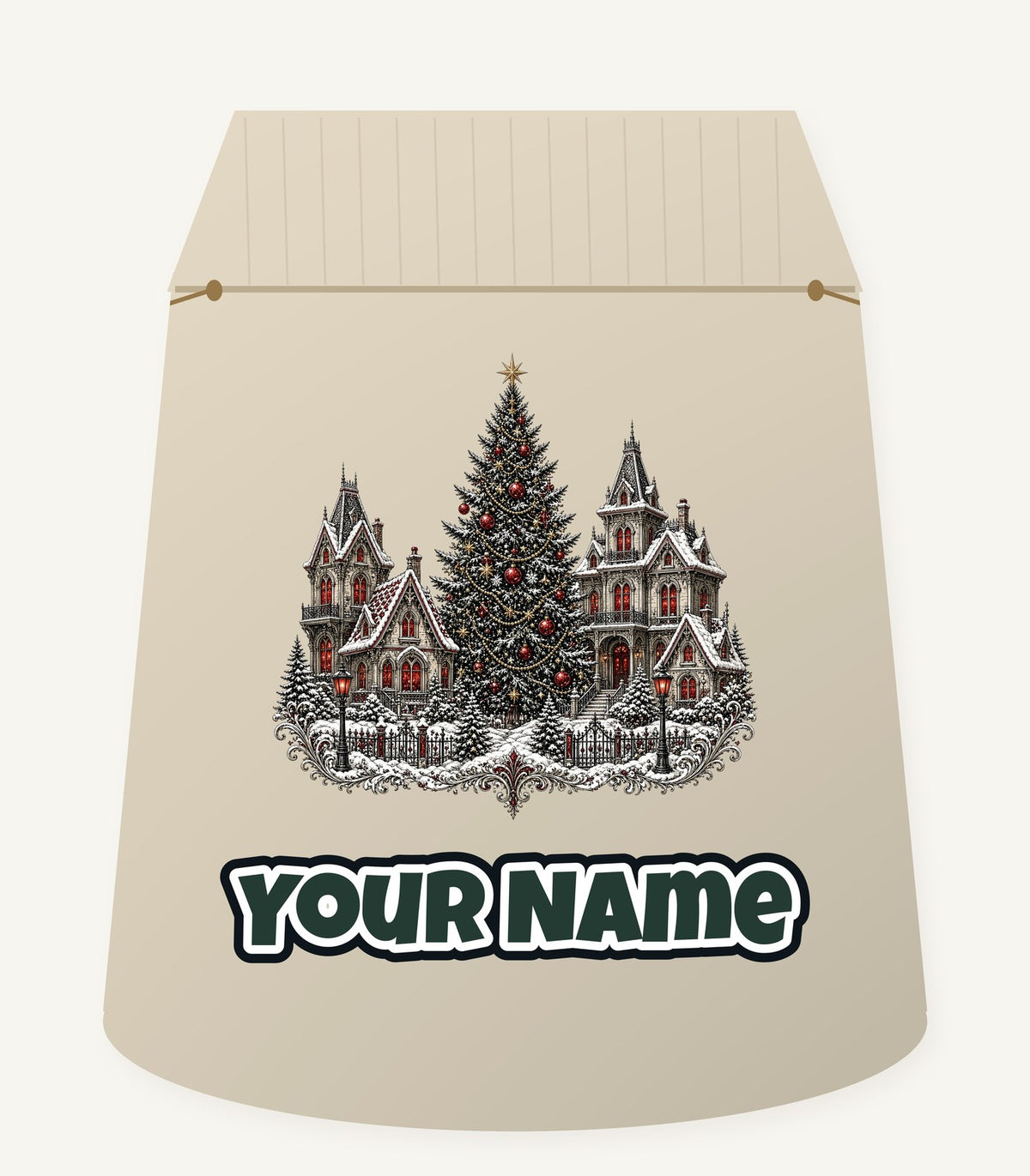Victorian Christmas Village Personalised Santa Sack
