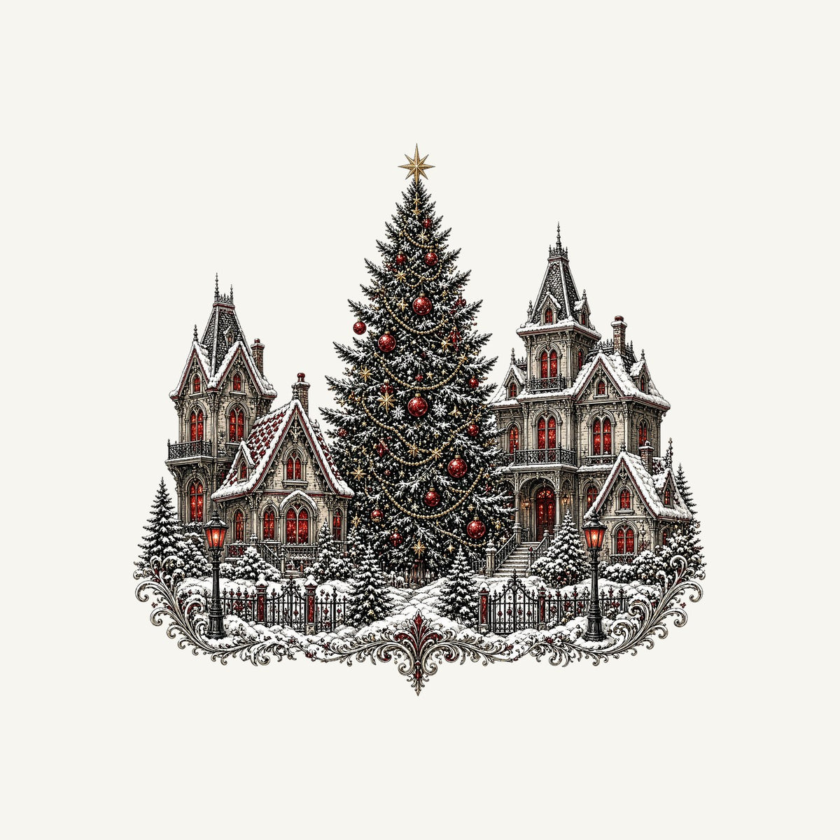 Victorian Christmas Village Personalised Santa Sack