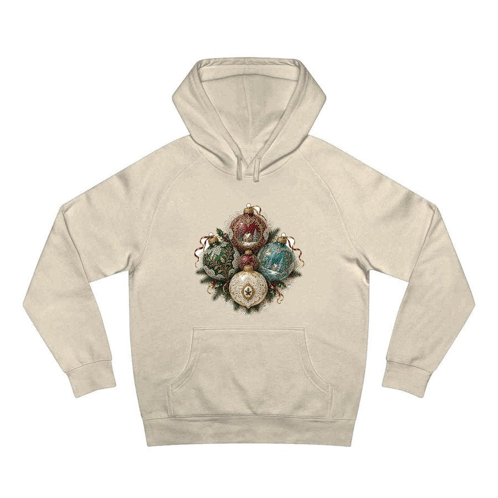 Victorian Glass Ornaments personalised Christmas hoodie in sand