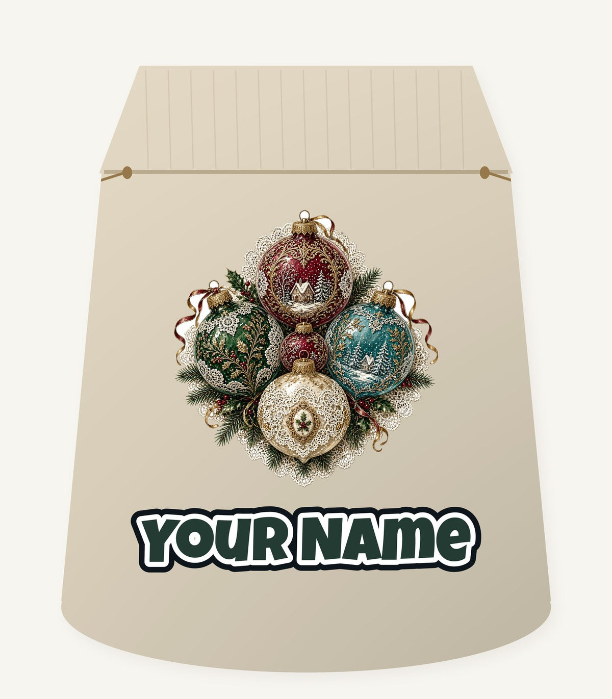 Victorian Glass Ornaments Personalised Santa Sack