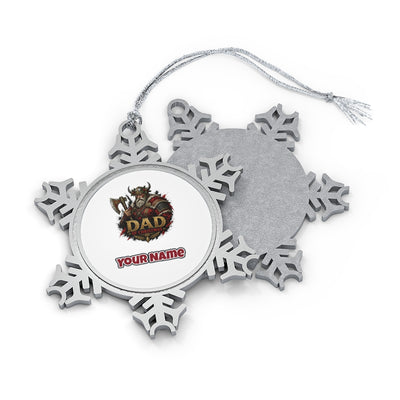 Viking Dad Of Christmas Personalised Pewter Christmas Ornament