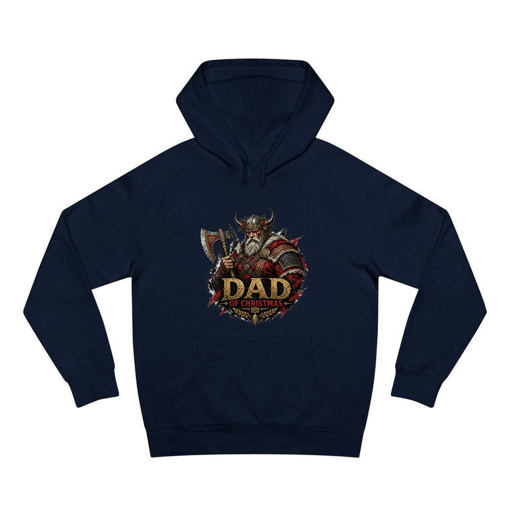 Viking Dad Of Christmas personalised Christmas hoodie in navy