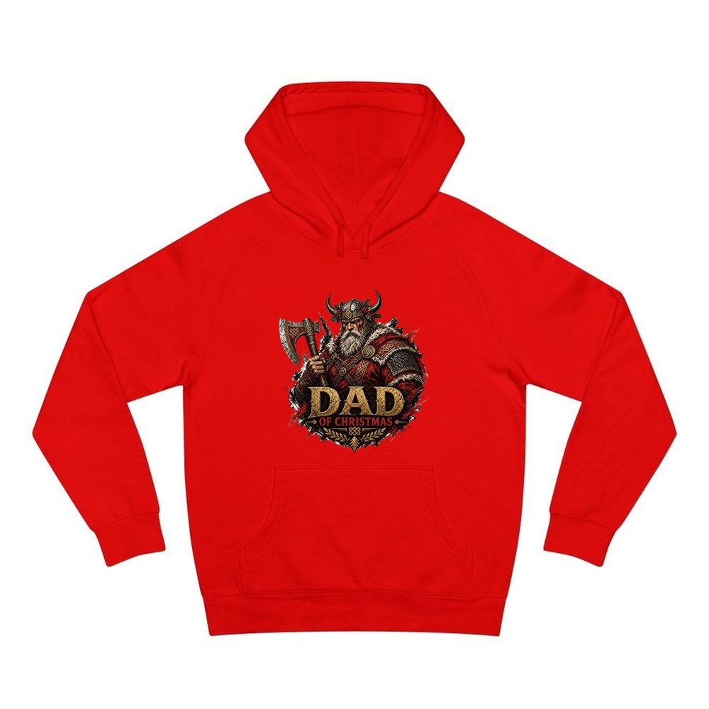 Viking Dad Of Christmas personalised Christmas hoodie in red