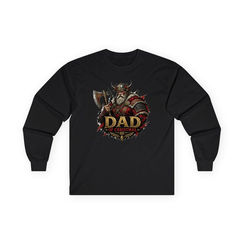 Viking Dad Of Christmas personalised long sleeve Christmas T-shirt in black