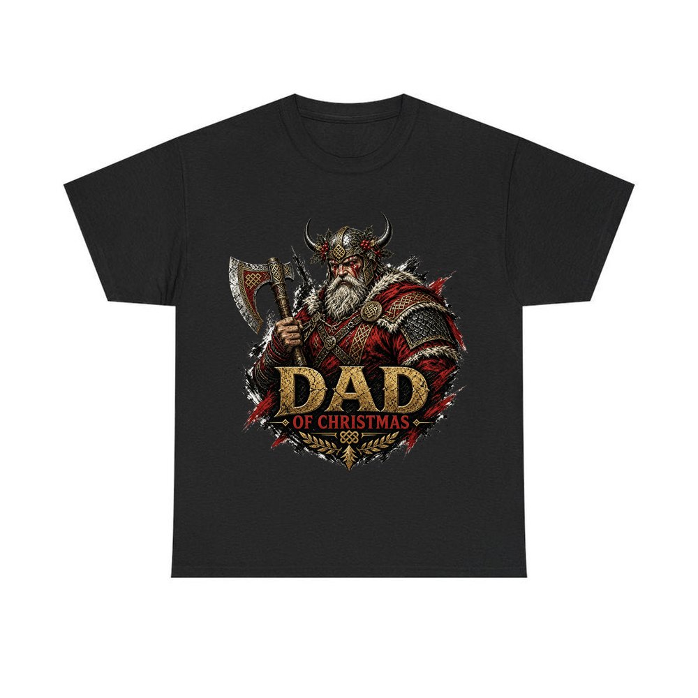 Viking Dad Of Christmas personalised Christmas T-shirt in black