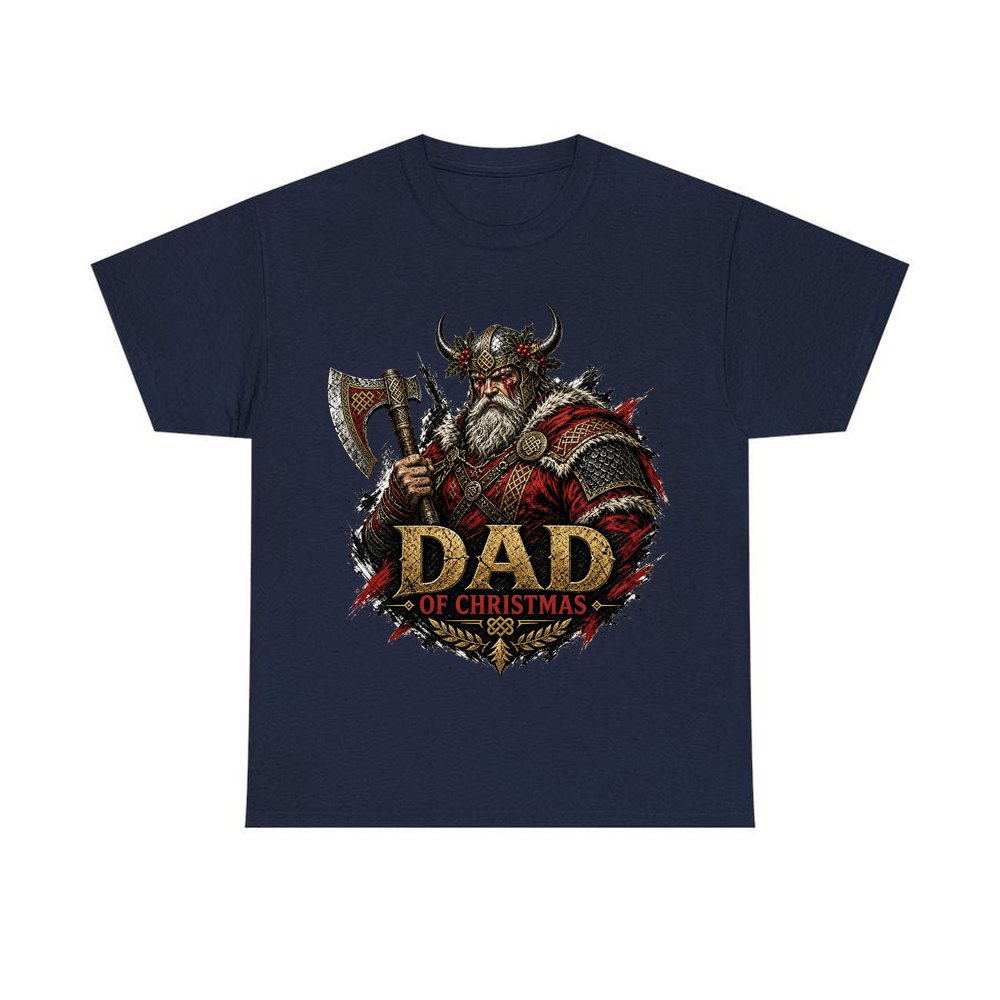 Viking Dad Of Christmas personalised Christmas T-shirt in navy